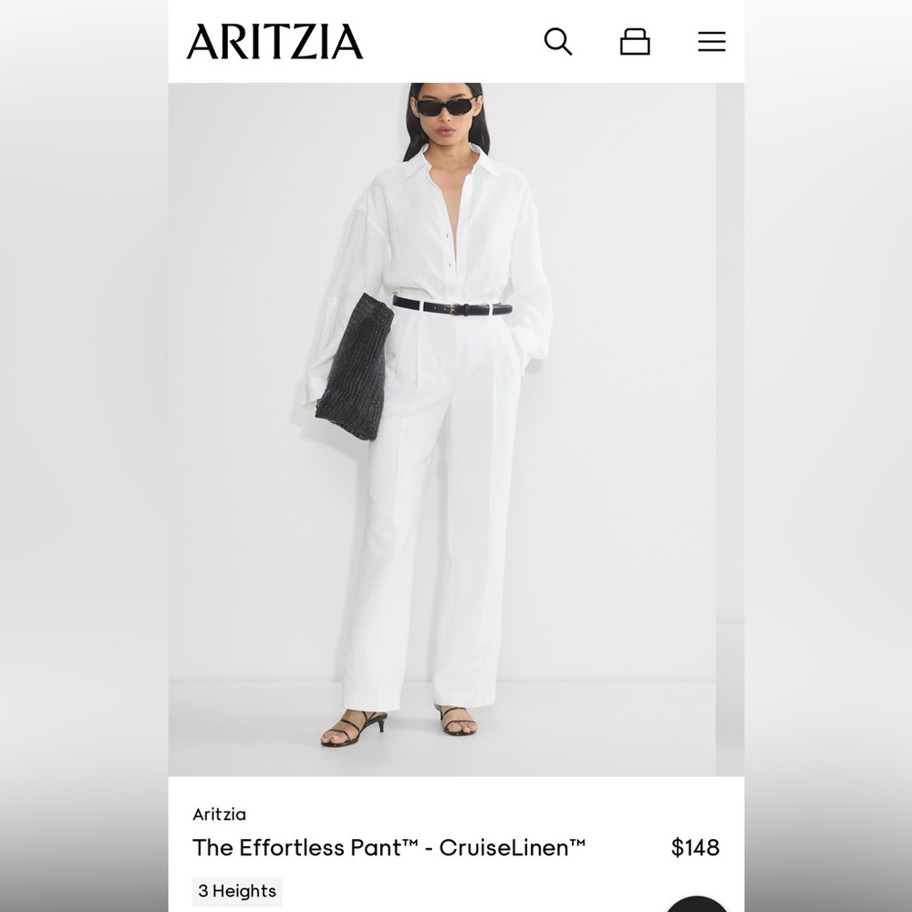 Aritzia Crisp White Linen Pants